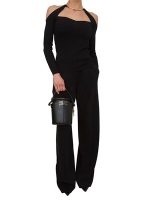 Top in maglia Elisabetta Franchi in viscosa nera e collana oro in DONNA