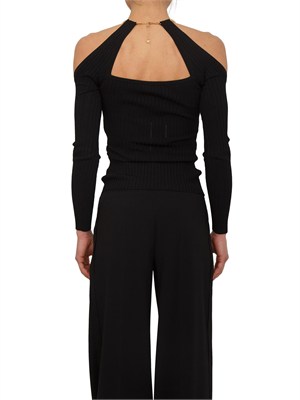Top in maglia Elisabetta Franchi in viscosa nera e collana oro in DONNA