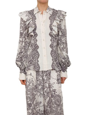 Camicia Blugirl in viscosa panna con stampa effetto pizzo in DONNA