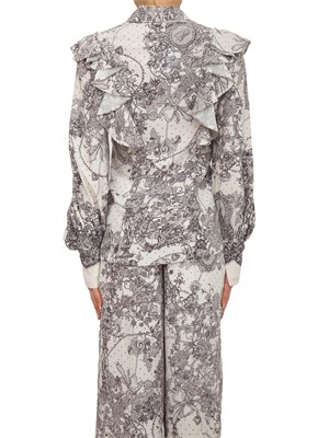 Camicia Blugirl in viscosa panna con stampa effetto pizzo in DONNA