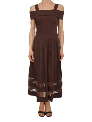 Abito Blugirl in cotone marrone con pizzo in DONNA