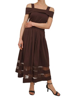 Abito Blugirl in cotone marrone con pizzo in DONNA