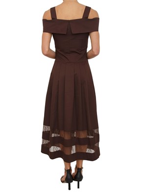 Abito Blugirl in cotone marrone con pizzo in DONNA