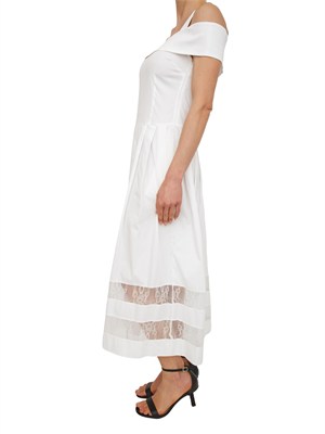 Abito Blugirl in cotone bianco con pizzo in DONNA