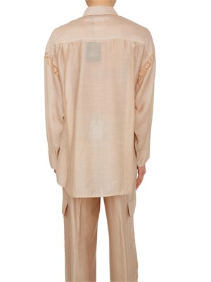 Camicia Blugirl in lyocell cammello con pizzo in DONNA