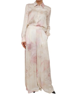 Camicia Blugirl in raso di viscosa rosa con stampa rose in DONNA