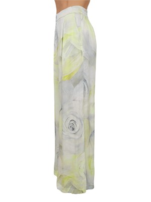 Pantaloni Blugirl in viscosa lime con stampa rose in tono in DONNA