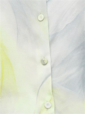 Camicia Blugirl in raso di viscosa lime con stampa rose in DONNA