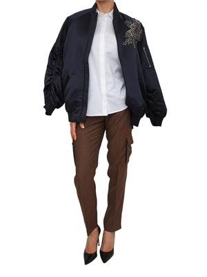 Camicia a maniche lunghe Blugirl in cotone bianco con cristalli spalla in DONNA