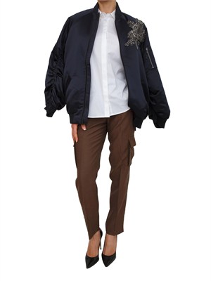 Camicia a maniche lunghe Blugirl in cotone bianco con cristalli spalla in DONNA