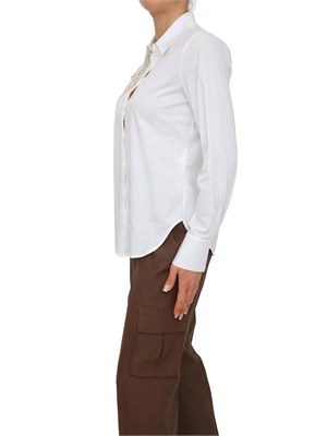 Camicia a maniche lunghe Blugirl in cotone bianco con cristalli spalla in DONNA