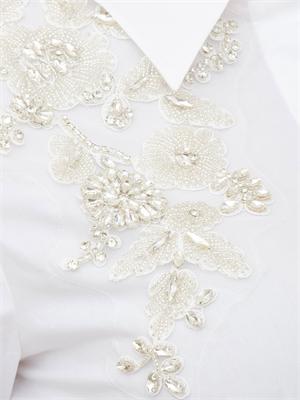 Camicia a maniche lunghe Blugirl in cotone bianco con cristalli spalla in DONNA