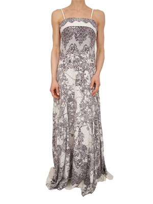 Abito lungo Blugirl in viscosa panna e stampa pizzo a contrasto in DONNA