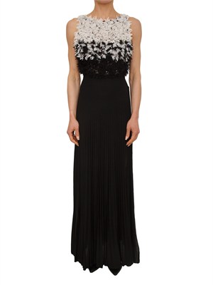 Abito lungo Elisabetta Franchi in tulle nero con petali in DONNA
