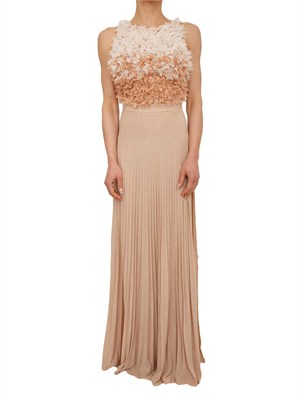 Abito lungo Elisabetta Franchi in tulle rosa con petali in DONNA