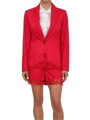 Giacca monopetto Fracomina in cotone fuxia ricamo fiori in DONNA