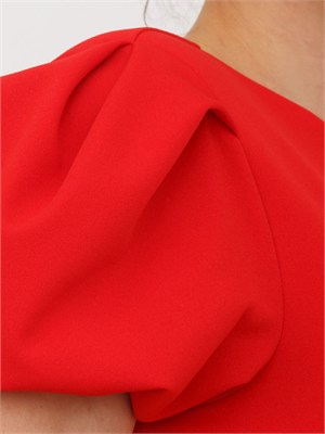 Abito Fracomina in tessuto rosso maniche a sbuffo in DONNA