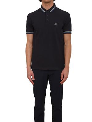 Polo Armani Exchange in piquet di cotone blu in UOMO