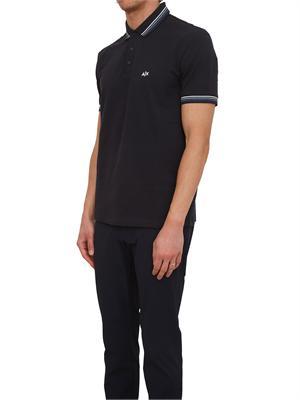 Polo Armani Exchange in piquet di cotone blu in UOMO