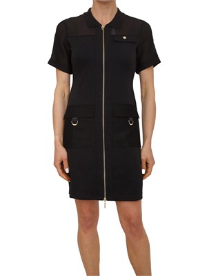 Abito Liu Jo in jersey nero con zip dorata e tasche in DONNA