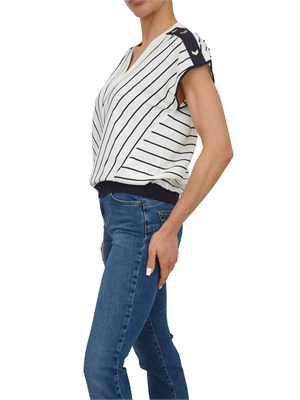 Maglia Liu Jo donna in viscosa panna a righe blu in DONNA