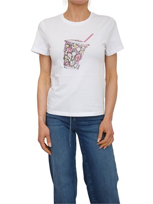 T-shirt Liu Jo donna in cotone bianco e strass gioiello in DONNA