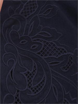 TWIN-SET Shorts Twinset in lino e viscosa blu con ricamo in DONNA