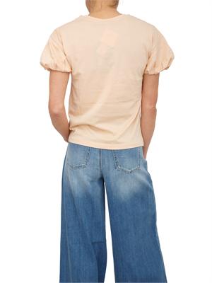 TWIN-SET T-shirt Twinset in puro cotone rosa maniche palloncino in DONNA