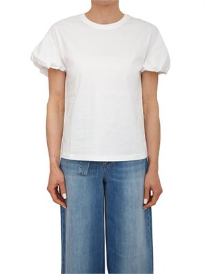 TWIN-SET T-shirt Twinset in puro cotone bianco maniche palloncino in DONNA