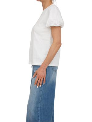 TWIN-SET T-shirt Twinset in puro cotone bianco maniche palloncino in DONNA