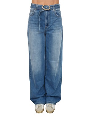 TWIN-SET Jeans Twinset in denim di cotone blu medio con cintura in DONNA