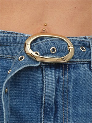 TWIN-SET Jeans Twinset in denim di cotone blu medio con cintura in DONNA