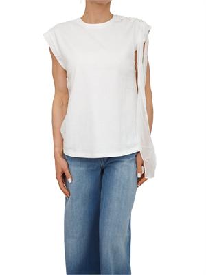 TWIN-SET T-shirt Twinset in cotone bianca con fiocco spalla in DONNA
