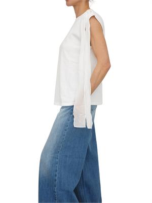 TWIN-SET T-shirt Twinset in cotone bianca con fiocco spalla in DONNA
