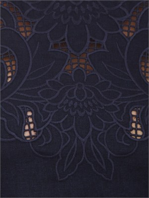 TWIN-SET Top Twinset in misto lino e viscosa blu con ricamo in DONNA