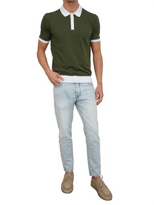 Polo maglia Peuterey uomo in cotone verde con profili in UOMO