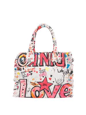 Borsa Beach Pinko in canvas con stampa urban in DONNA