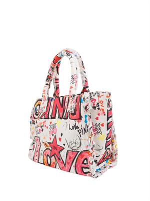 Borsa Beach Pinko in canvas con stampa urban in DONNA