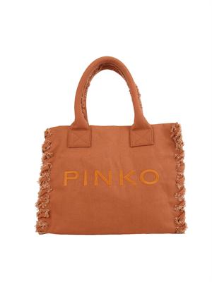 Borsa Beach Pinko in canvas color cuoio in DONNA
