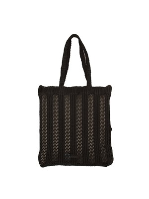 Borsa Pinko in rafia traforata nera con ricamo logo in DONNA
