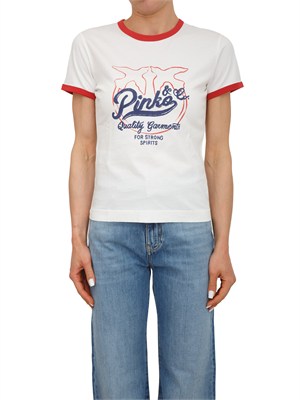 T-shirt Imperia Pinko in cotone bianco stampa logo in DONNA