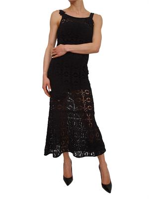 Abito Juncus Pinko in crochet nero con sottoveste in DONNA