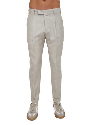 Pantaloni PT Torino in misto lana e lino beige in UOMO
