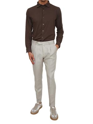 Pantaloni PT Torino in misto lana e lino beige in UOMO