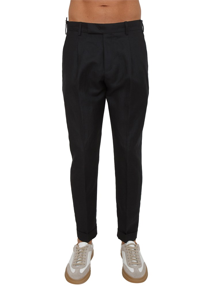 Pantaloni neri PT Torino in misto lana e lino