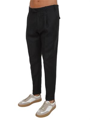 Pantaloni neri PT Torino in misto lana e lino in UOMO