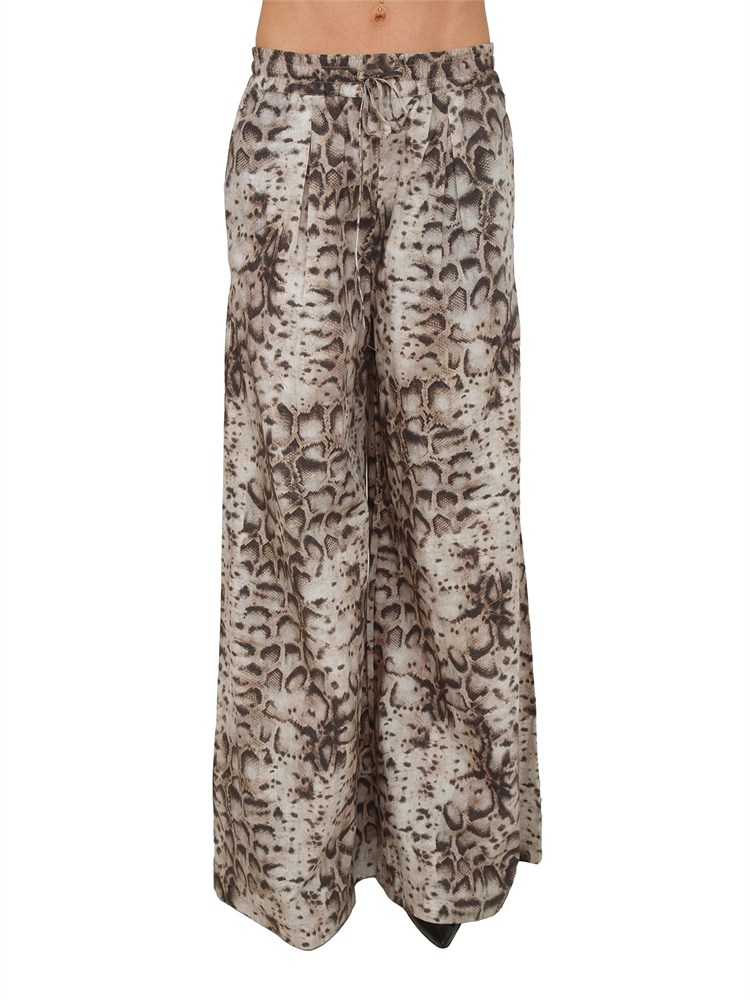 Pantaloni Gussola Pinko in mussola di cotone fantasia snake