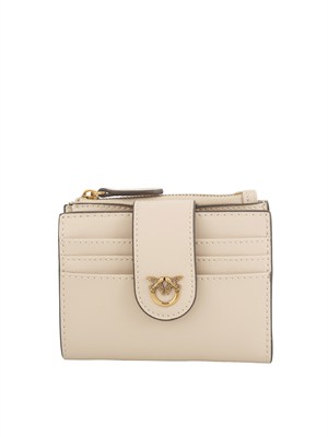 Piccolo portafoglio Pinko in pelle beige in DONNA