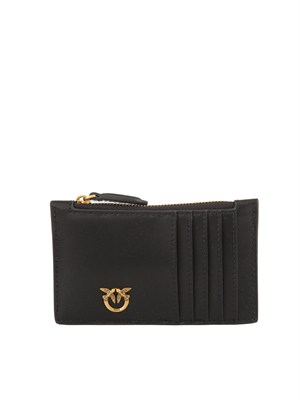 Porta carte di credito Pinko in pelle nera in DONNA