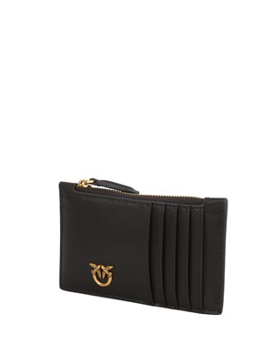 Porta carte di credito Pinko in pelle nera in DONNA